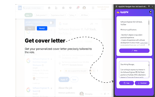 ApplyPal: Cover Letter  Match Scores  from Chrome web store to be run with OffiDocs Chromium online