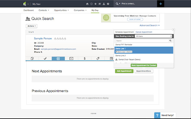 AppointmentCore Plugin for Infusionsoft  from Chrome web store to be run with OffiDocs Chromium online