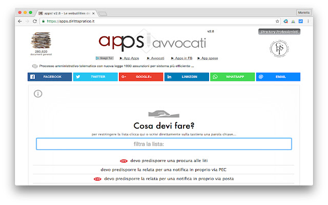 apps! avvocati  from Chrome web store to be run with OffiDocs Chromium online