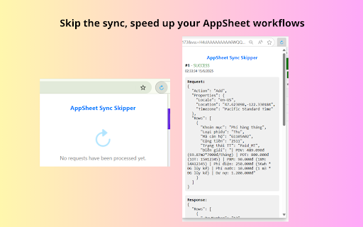 AppSheet Sync Skipper  from Chrome web store to be run with OffiDocs Chromium online