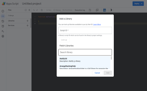 Apps Script Libraries  from Chrome web store to be run with OffiDocs Chromium online
