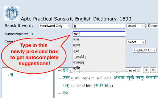 Apte Dictionary Compound Search  from Chrome web store to be run with OffiDocs Chromium online