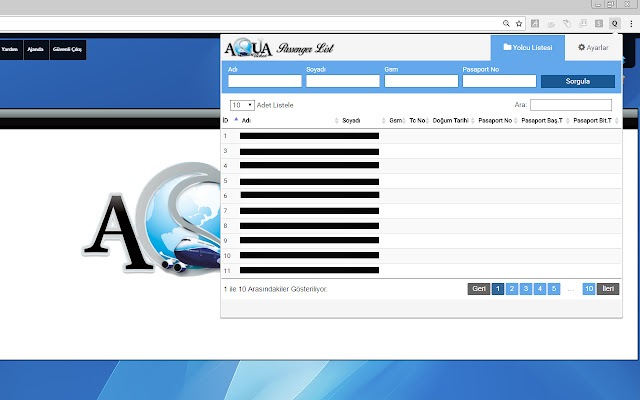 Aqua Ticket Passenger List  from Chrome web store to be run with OffiDocs Chromium online