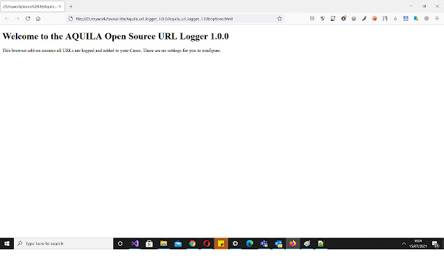 AQUILA URL Logger  from Chrome web store to be run with OffiDocs Chromium online