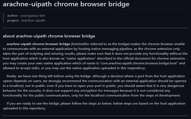 arachne.uipath.chrome.browser.bridge.app  from Chrome web store to be run with OffiDocs Chromium online