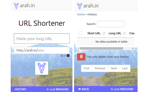 arah.in URL Shortener  from Chrome web store to be run with OffiDocs Chromium online