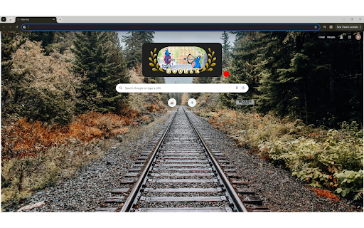 A Railroad Track Lined with Trees  from Chrome web store to be run with OffiDocs Chromium online