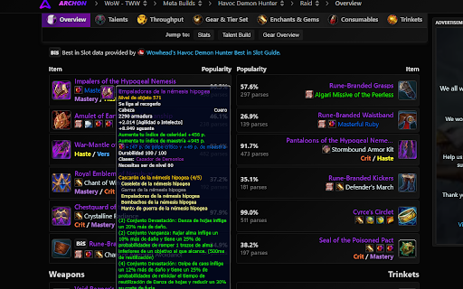 Archon Wowhead ES  from Chrome web store to be run with OffiDocs Chromium online