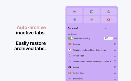 Arcify: Arc like vertical tab spaces  from Chrome web store to be run with OffiDocs Chromium online