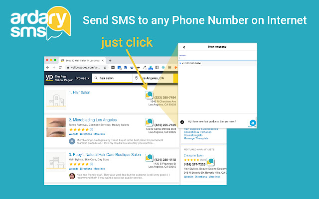 Ardary SMS from Everywhere  from Chrome web store to be run with OffiDocs Chromium online