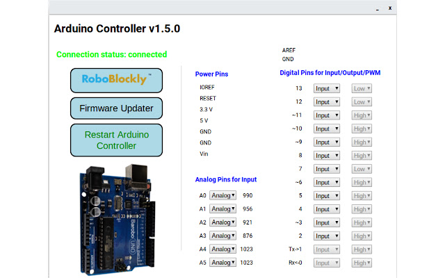 Arduino Controller  from Chrome web store to be run with OffiDocs Chromium online