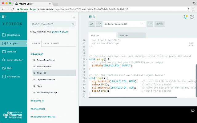 Arduino Create for Education  from Chrome web store to be run with OffiDocs Chromium online