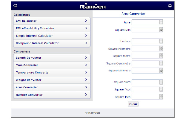 Area Converter  from Chrome web store to be run with OffiDocs Chromium online