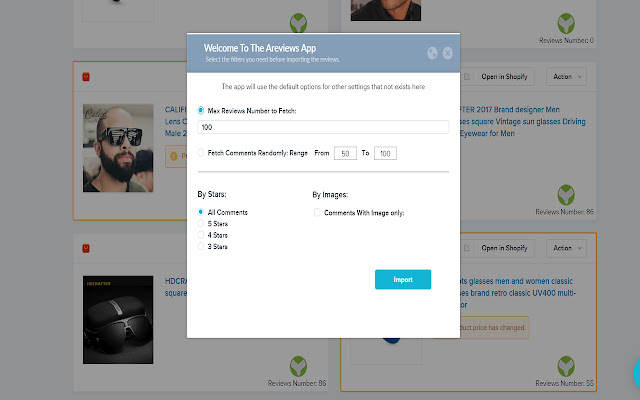 Areviews get reviews from aliexpress,amazon  from Chrome web store to be run with OffiDocs Chromium online