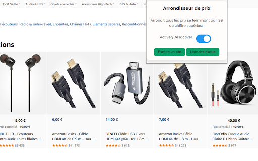 Arrondisseur de prix  from Chrome web store to be run with OffiDocs Chromium online