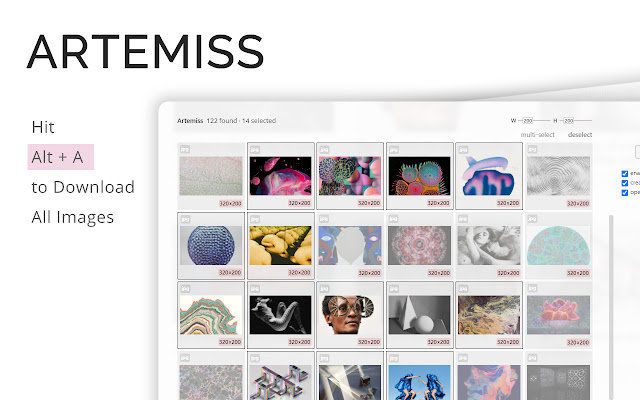 Artemiss Image downloader  from Chrome web store to be run with OffiDocs Chromium online
