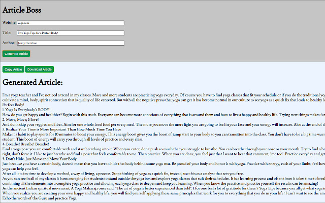 ArticleBoss.co  from Chrome web store to be run with OffiDocs Chromium online
