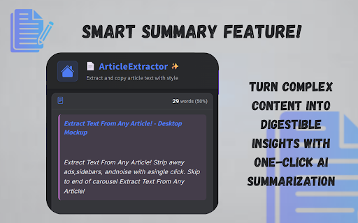 ArticleExtractor  from Chrome web store to be run with OffiDocs Chromium online