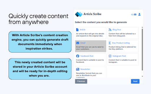 Article Scribe  from Chrome web store to be run with OffiDocs Chromium online