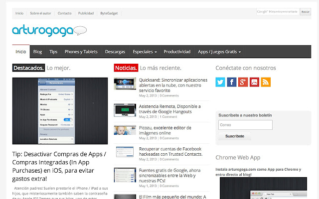 arturogoga.com news  from Chrome web store to be run with OffiDocs Chromium online
