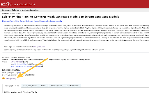 ArXiv to HF  from Chrome web store to be run with OffiDocs Chromium online