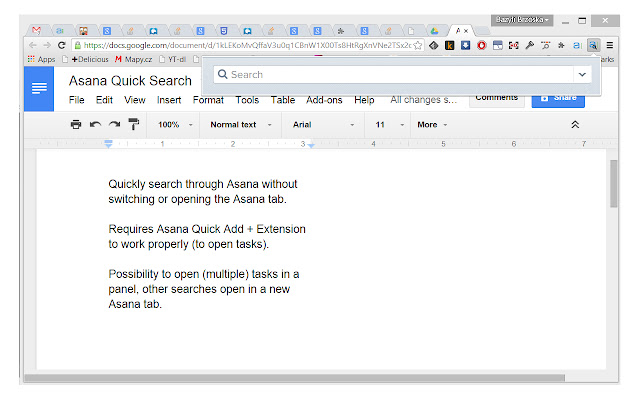 Быстрый поиск Asana из интернет-магазина Chrome будет работать с OffiDocs Chromium Online