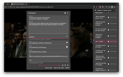 asbplayer: Language learning with subtitles  from Chrome web store to be run with OffiDocs Chromium online
