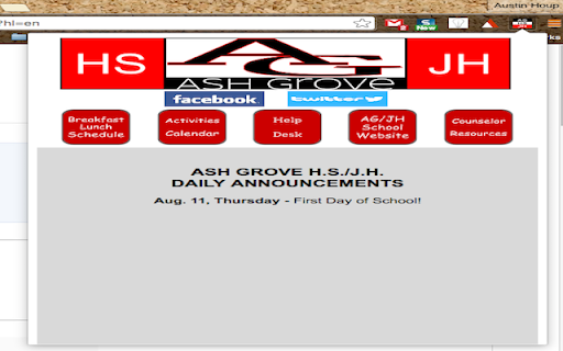 Ash Grove HS/JH Announcements  from Chrome web store to be run with OffiDocs Chromium online
