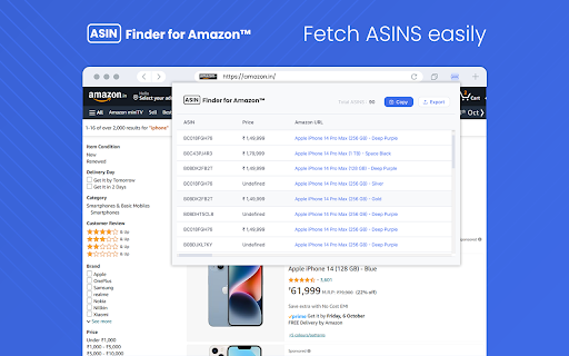 ASIN Finder for Amazon™  from Chrome web store to be run with OffiDocs Chromium online
