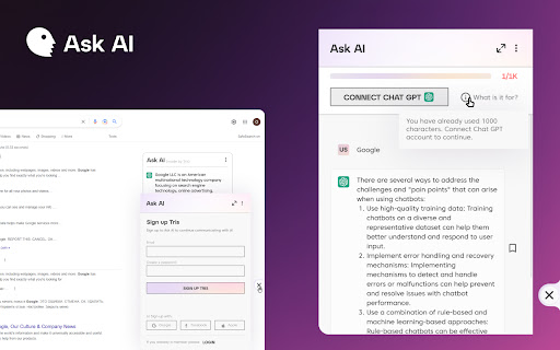 Ask AI Browser  from Chrome web store to be run with OffiDocs Chromium online