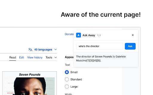 Ask Away  from Chrome web store to be run with OffiDocs Chromium online