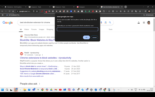 Ask Everytime  from Chrome web store to be run with OffiDocs Chromium online