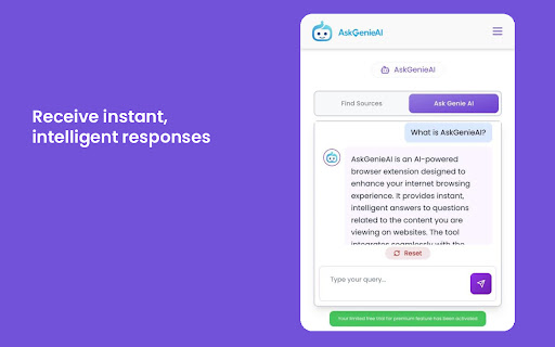 AskGenieAI  from Chrome web store to be run with OffiDocs Chromium online