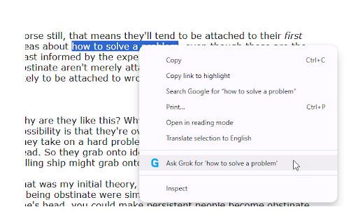 Ask Grok  from Chrome web store to be run with OffiDocs Chromium online