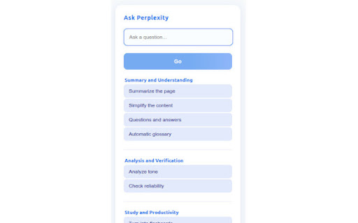 Ask Perplexity  from Chrome web store to be run with OffiDocs Chromium online