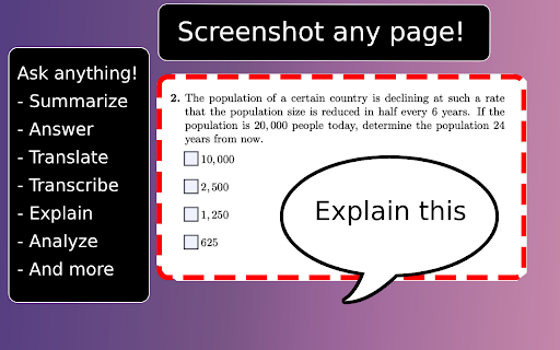 Ask Screenshot for Gemini  from Chrome web store to be run with OffiDocs Chromium online