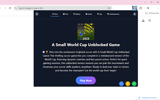A Small World Cup Unblocked Game  from Chrome web store to be run with OffiDocs Chromium online