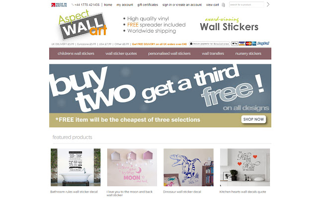 Aspect Wall Art Wall Stickers  from Chrome web store to be run with OffiDocs Chromium online