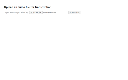 AssemblyAI Extension  from Chrome web store to be run with OffiDocs Chromium online
