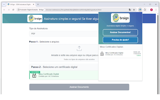 Assinador Digital Gratuito BrSign  from Chrome web store to be run with OffiDocs Chromium online