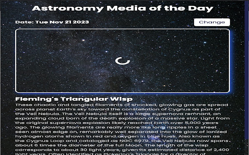 Astronomy Picture of the Day  from Chrome web store to be run with OffiDocs Chromium online