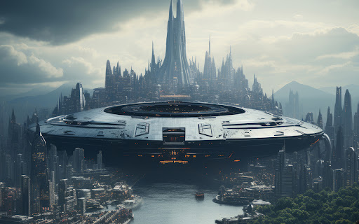A stunning view of a futuristic spaceship  from Chrome web store to be run with OffiDocs Chromium online