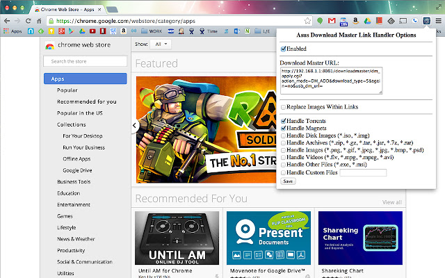 Asus Download Master Link Handler  from Chrome web store to be run with OffiDocs Chromium online