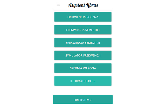 Asystent Librus (Frekwencja i Średnia)  from Chrome web store to be run with OffiDocs Chromium online