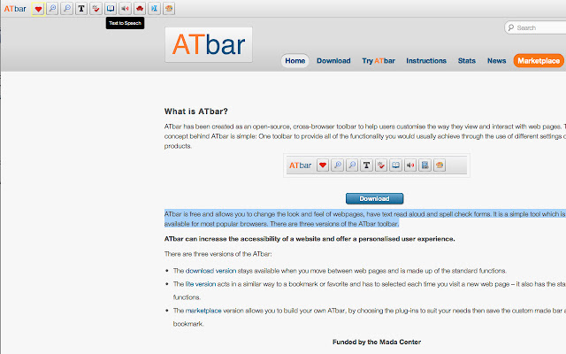 ATbar  from Chrome web store to be run with OffiDocs Chromium online
