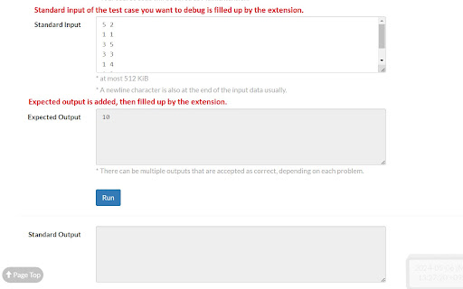 Atcoder Companion  from Chrome web store to be run with OffiDocs Chromium online