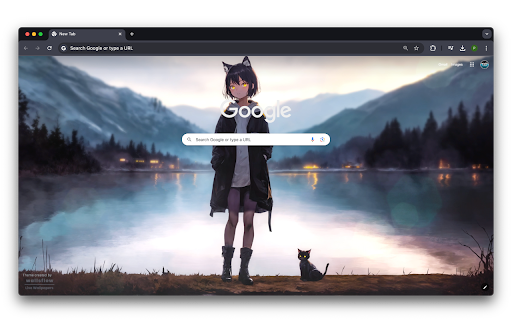 Сat girl on a mountain lake  from Chrome web store to be run with OffiDocs Chromium online