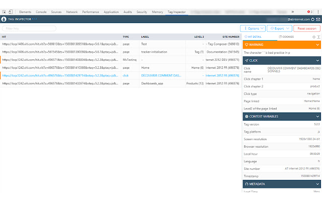 AT Internet Tag Inspector  from Chrome web store to be run with OffiDocs Chromium online