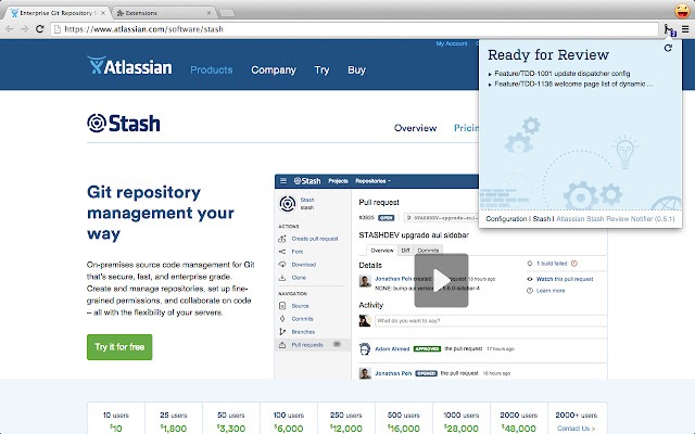 Atlassian Pull Request Notifier  from Chrome web store to be run with OffiDocs Chromium online