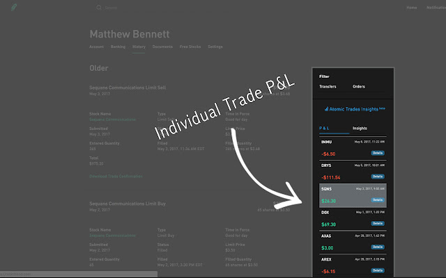 Atomic Trade Insights  from Chrome web store to be run with OffiDocs Chromium online